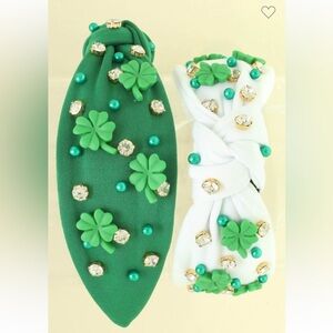 920. St paddy’s top knot green headband
